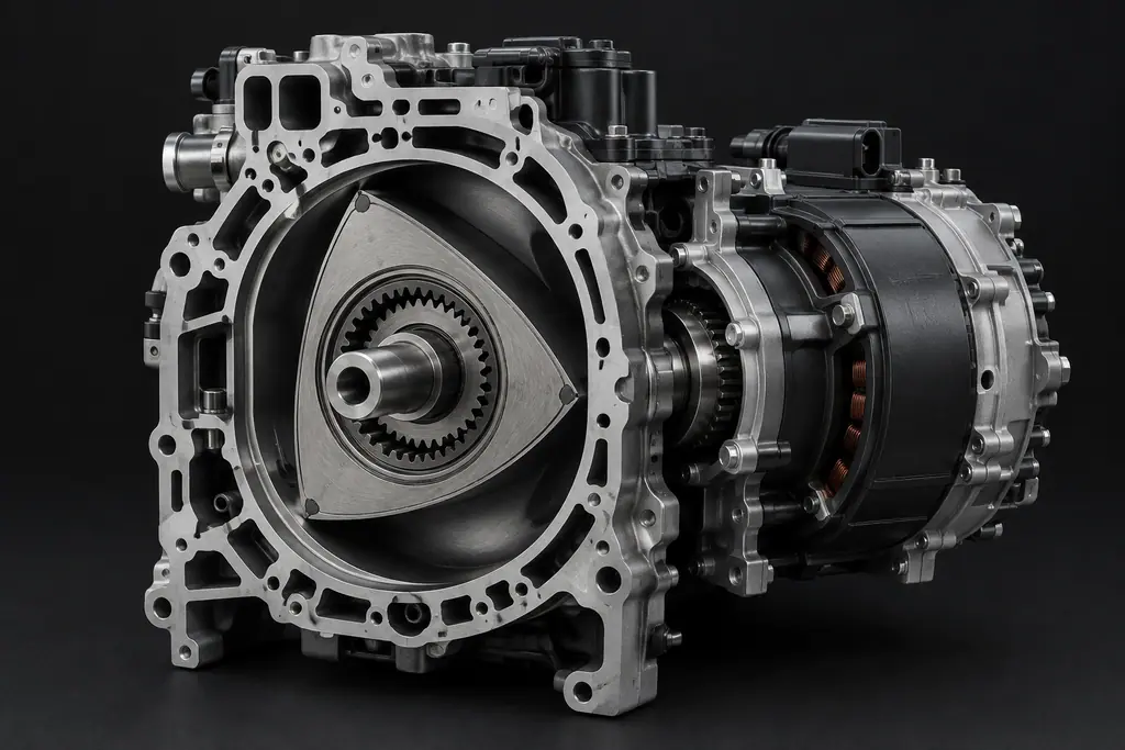 Vue en coupe du moteur rotatif Mazda 8C à un rotor, utilisé comme générateur dans le MX-30 R-EV.